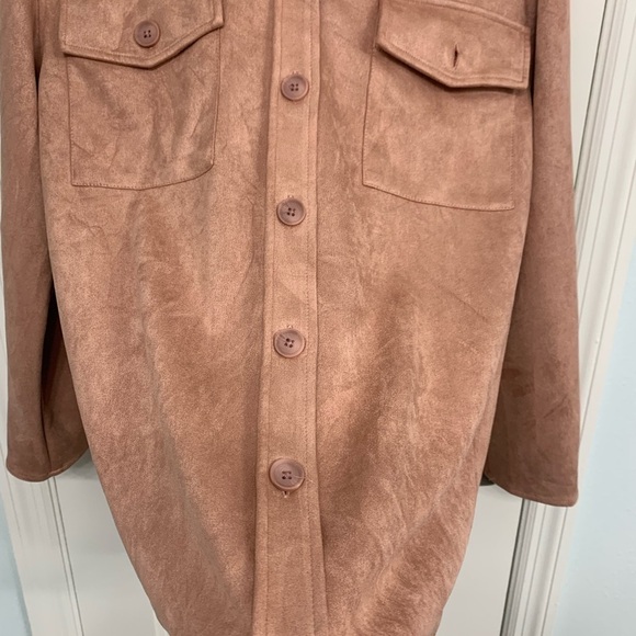 Jones New York Dusky Rose/Pink Lightweight Ultra Suede Shacket Size Medium - Picture 6 of 9